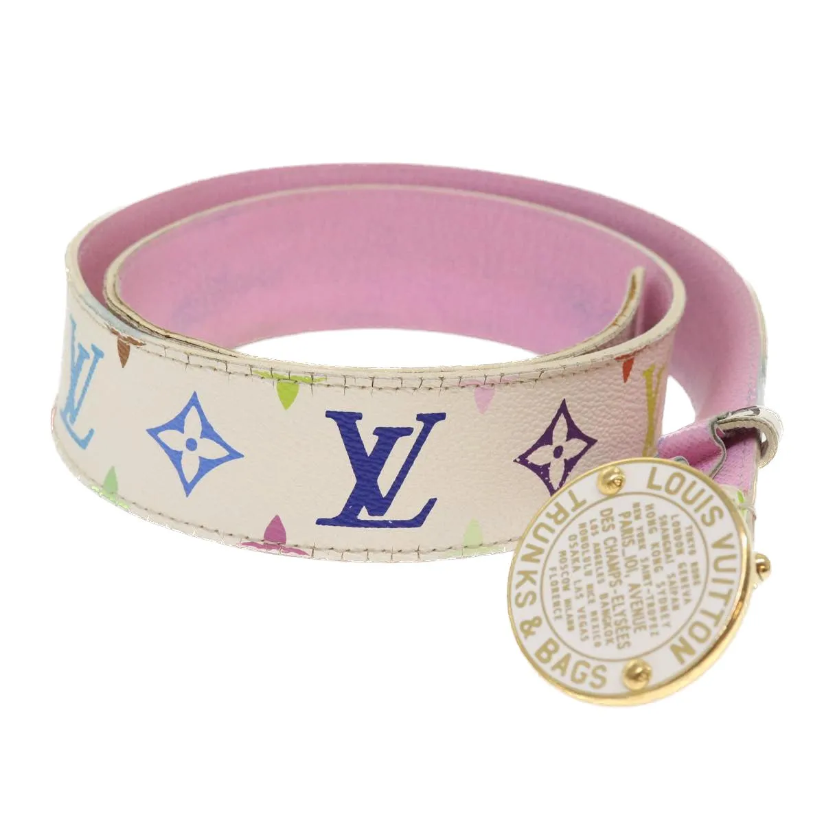 Trendy Inspired Louis Vuitton Monogram Multicolor Epi Belt 2set White Black Lv Auth Bs8257