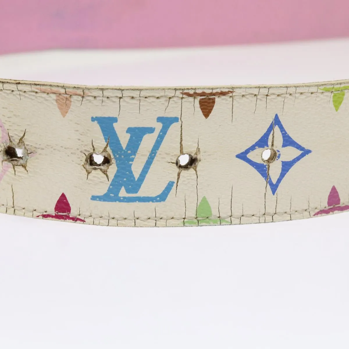 Trendy Inspired Louis Vuitton Monogram Multicolor Epi Belt 2set White Black Lv Auth Bs8257