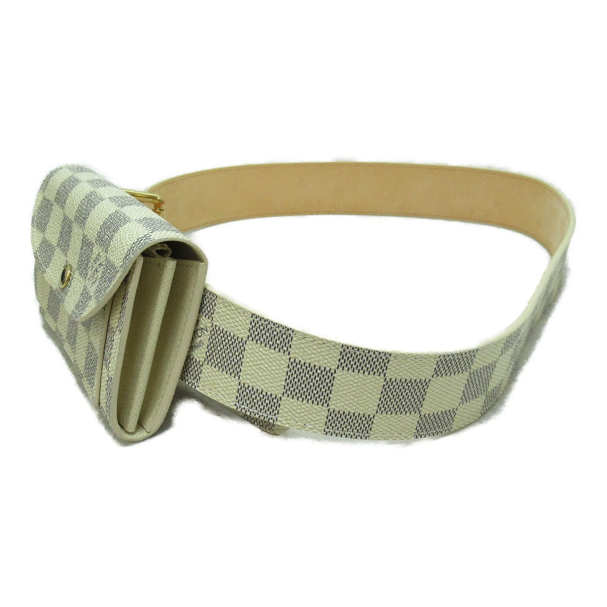 Trendy Inspired Louis Vuitton Sunchu Pochette Solo Belt White Damier Azur Pvc Coated Canvas M9835s