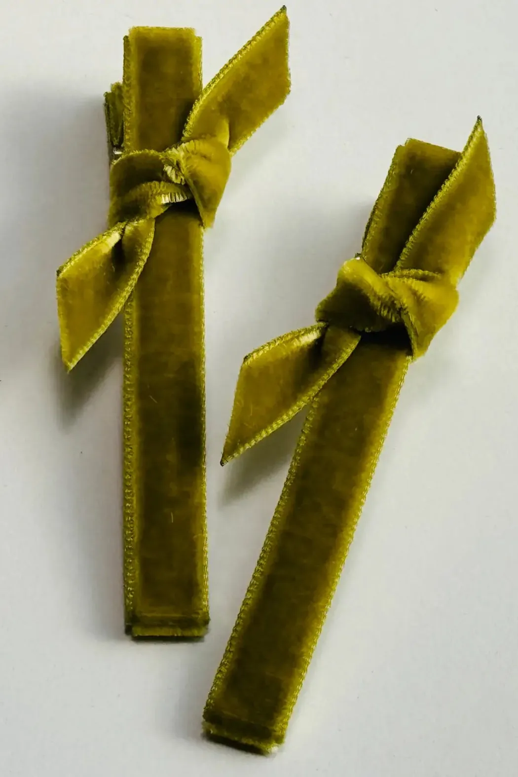 Velvet Bar Knot Hair Clips Chartreuse