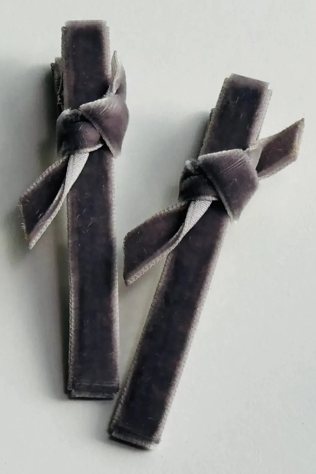 Velvet Bar Knot Hair Clips Smoke