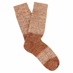 Women Melange Block Socks Pink / Rust