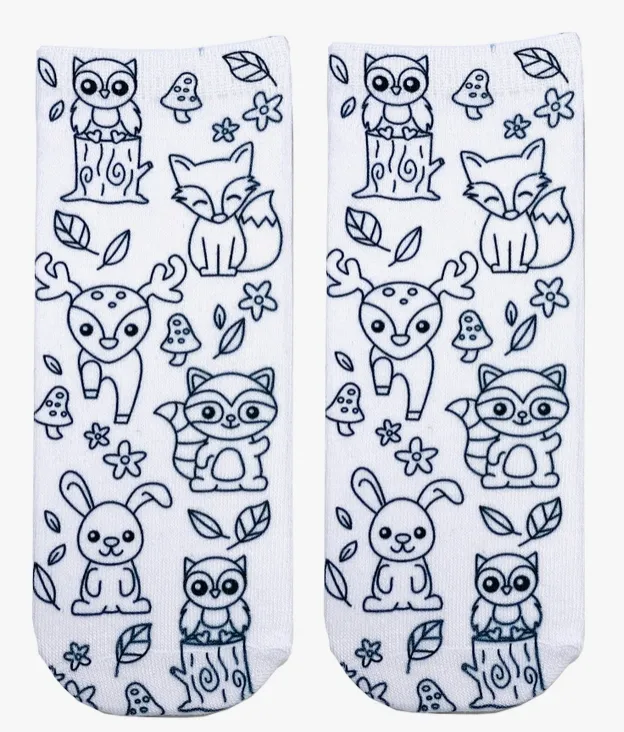 Woodland Animals Coloring Socks