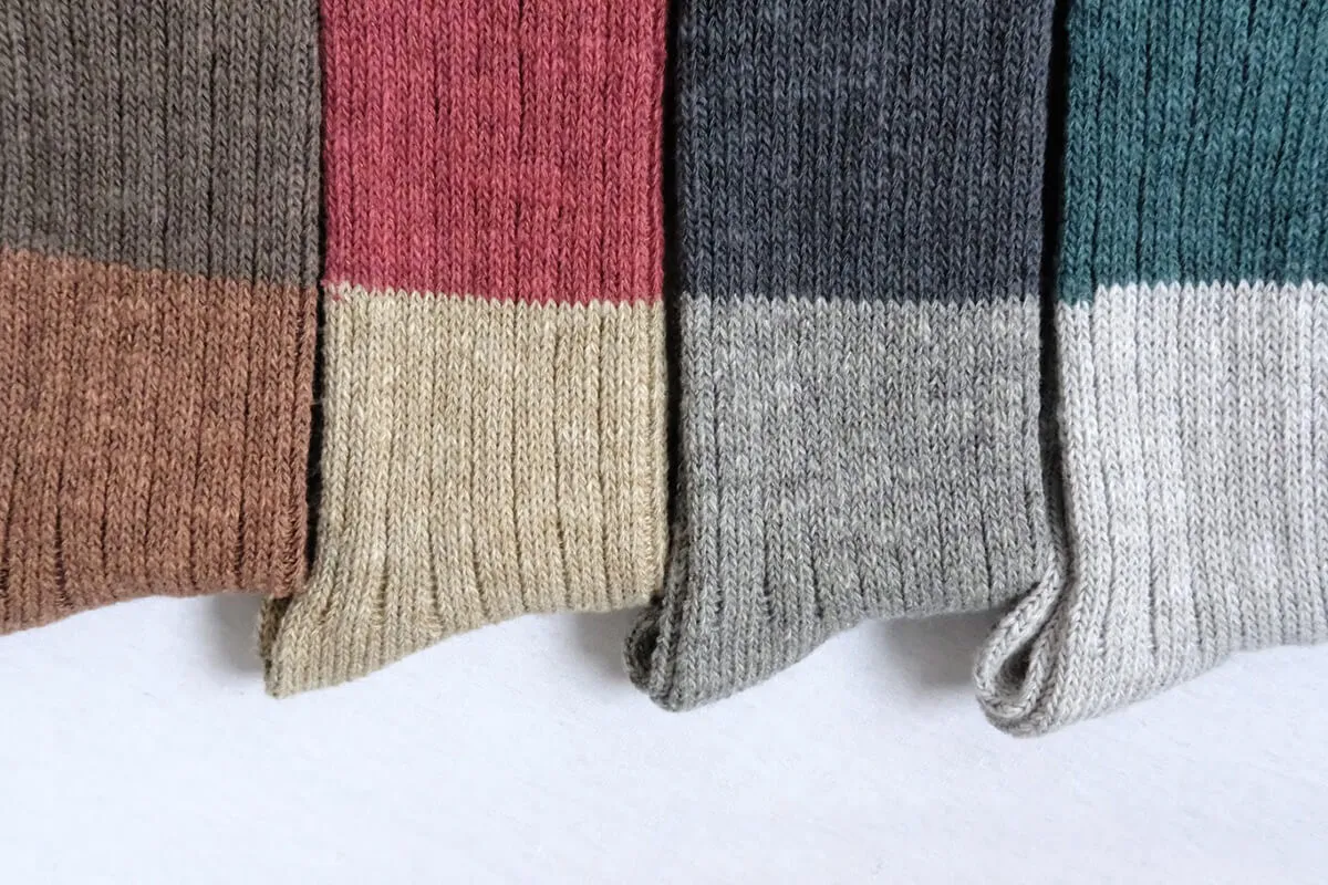 Wool Cotton Slab Socks in Brown