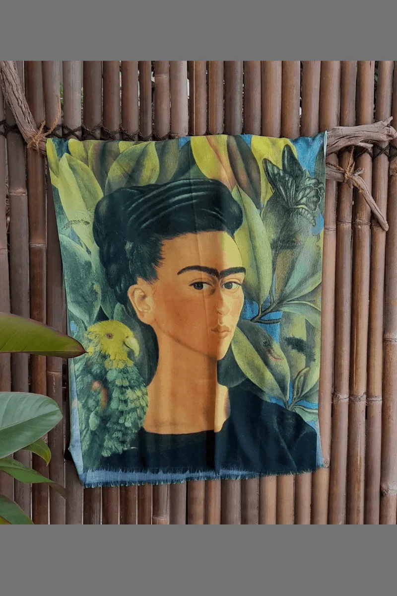 Zura Frida Kahlo 100% Cotton Scarf - Tropical Parrot